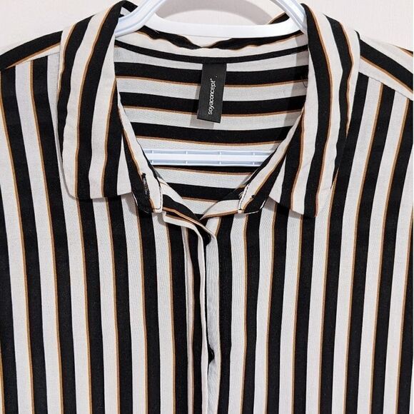 SOYA CONCEPT black and white striped button down shirt size small @E - Picture 3 of 7